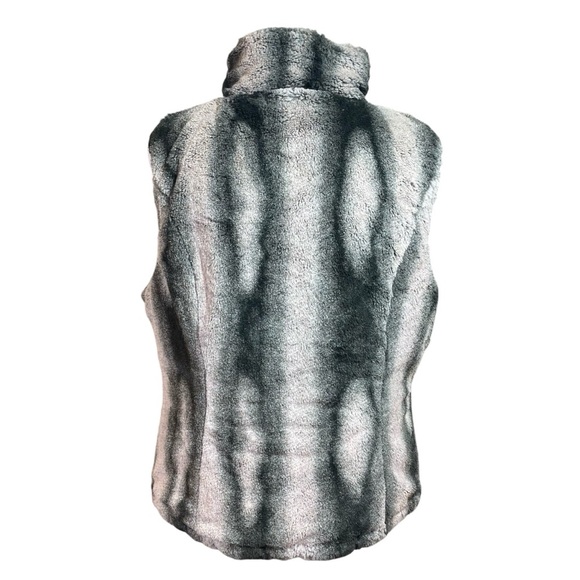 Valerie Stevens Reversible Faux Fur Vest L Full Zip Winter Warm Black Blush Pink - Picture 6 of 12